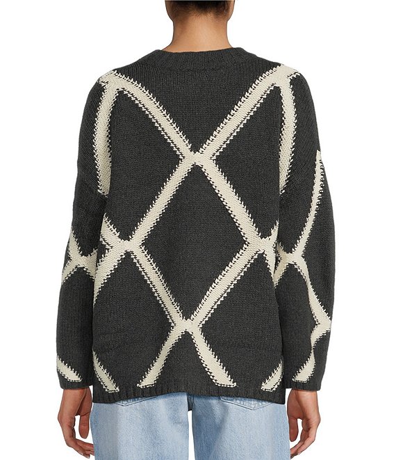 TOPSHOP Long Sleeve Argyle Sweater | Dillard's