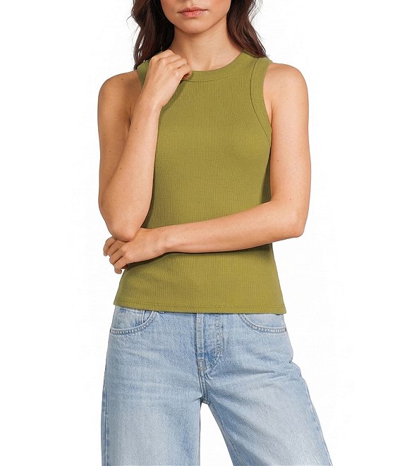 TOPSHOP Ribbed Knit Racerback Tank Top