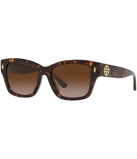 Color:Dark Tortoise - Image 1 - Women's Tortoise 53mm Rectangular Sunglasses