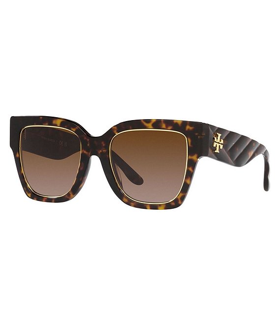 Color:Dark Tortoise - Image 1 - Women's Ty7180u 52mm Tortoise Square Sunglasses