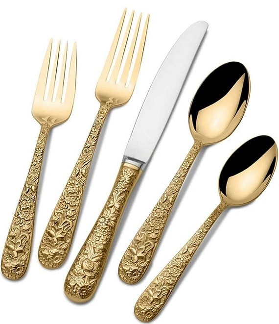 Towle Silversmiths Contessina Gold 20-Piece Stainless Steel Flatware Set, Service for 4, Gold - Image 1