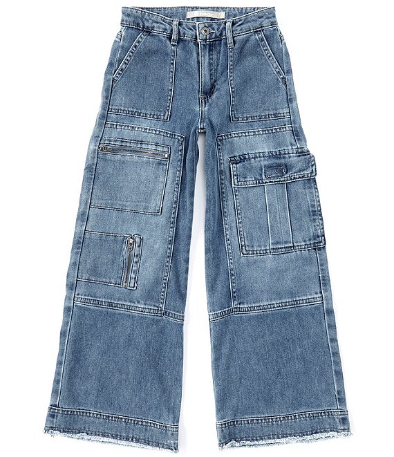 Tractr Big Girls 7-16 Utility Cargo Wide-Leg Denim Jeans | Dillard's