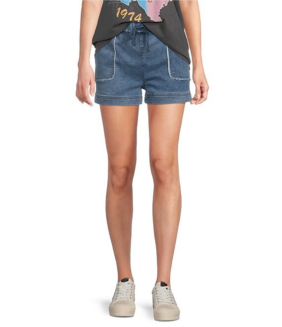 Tractr Knit Denim Drawstring Lounge Shorts