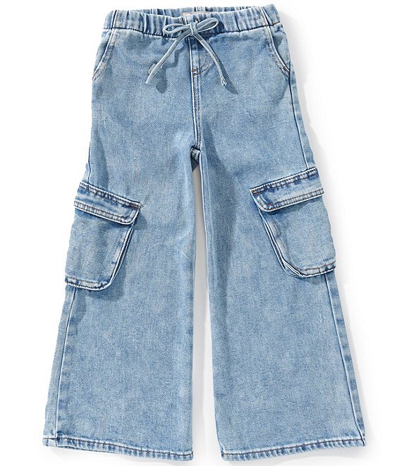 Tractr Little Girls Pull On Cargo Pockets Jeans