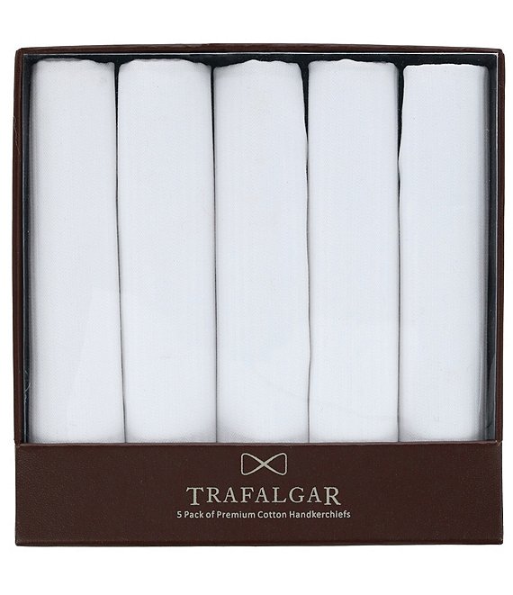 Color:White - Image 1 - Trafalgar White Handkerchiefs 5-Pack