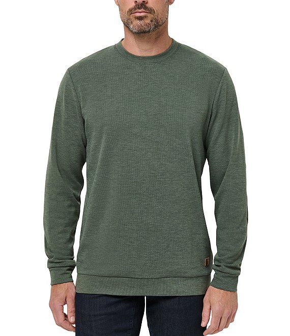 TravisMathew Cloud Sweater, Heather Dark Olive - Image 1
