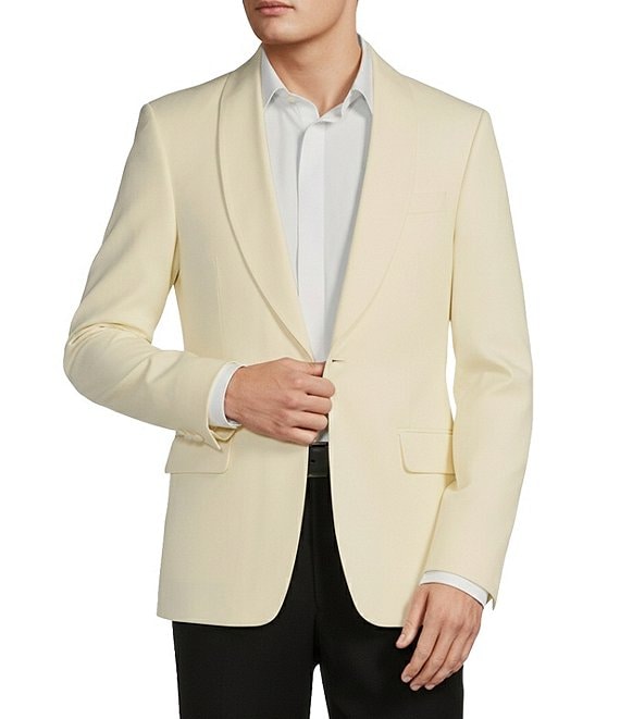 Tre Vero Modern Fit Shawl Collar Sport Coat, Off-White - Image 1