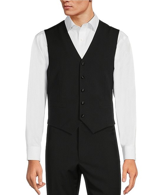 Color:Black - Image 1 - Performance Stretch Tuxedo Vest