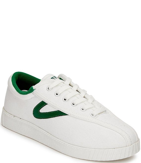 Color:White/Green - Image 1 - Nyliteplus Canvas Lace-Up Sneakers