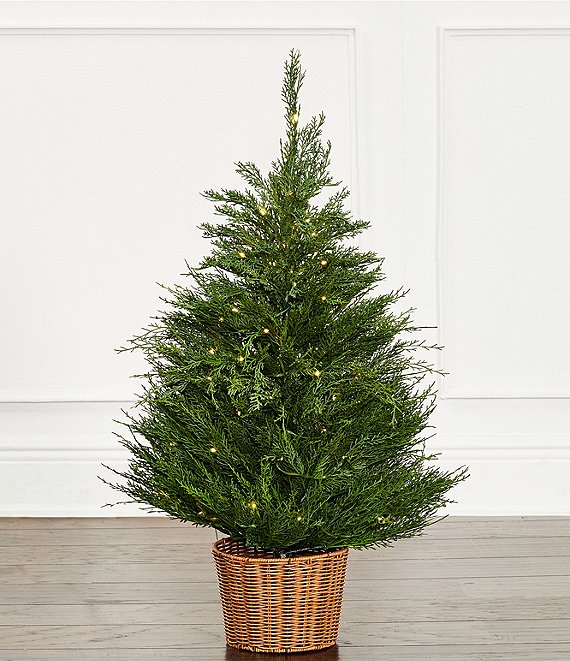 Trimsetter 3-ft. Pre-Lit Cypress Tree in Basket
