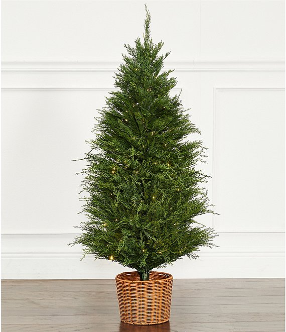 Trimsetter 4-ft. Pre-Lit Cypress Tree In Basket