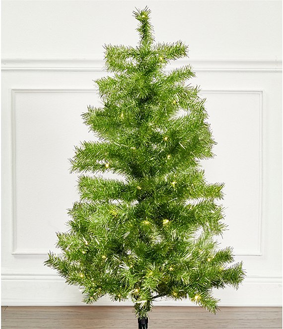 Trimsetter 4-ft. Pre-Lit Green Tinsel Christmas Tree