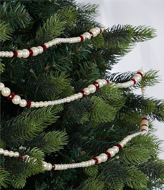Dilunave 60 Feet Christmas Bead Garland Xmas Tree Beads Pearl