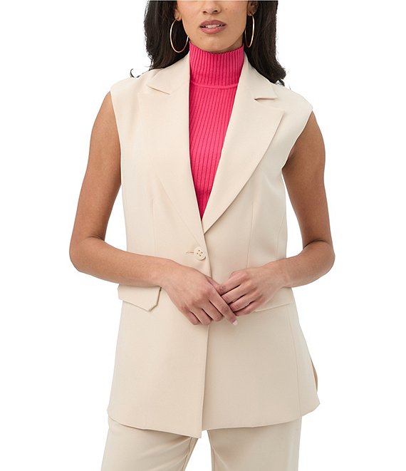 Trina Turk Boabab Notch Lapel V-Neck Cap Sleeve Jacket Vest