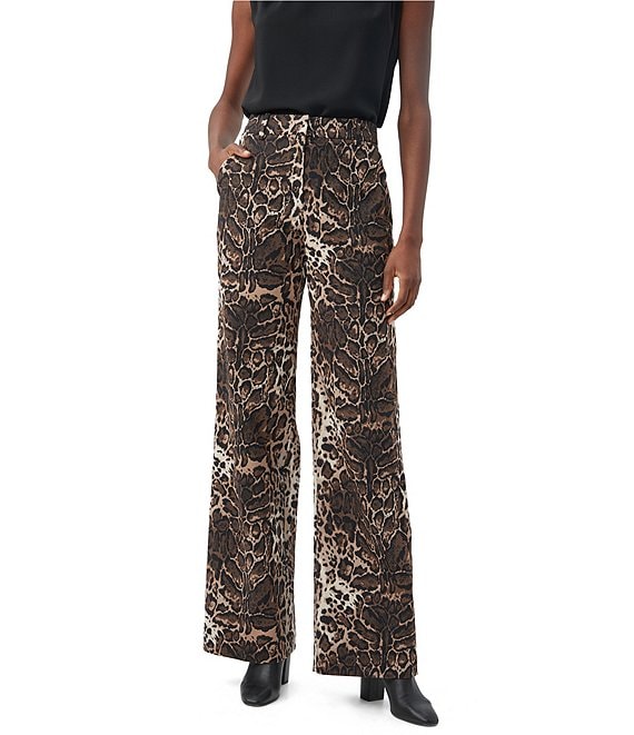 Trina Turk Kendi Jacquard Leopard Print Wide-Leg Pant | Dillard's