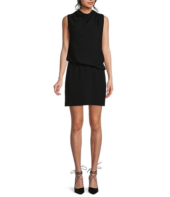 Color:Black - Image 1 - Lenaya Sleeveless Cowl Neck Blouson Dress