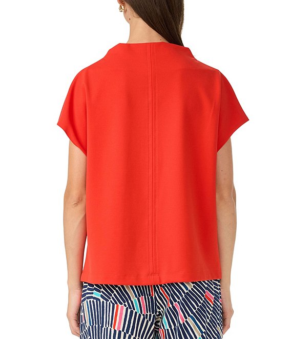 Trina Turk Pavilion Ponte Drape Funnel Neck Cap Sleeve Top | Dillard's