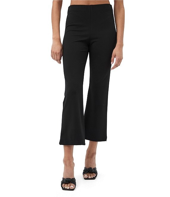 Trina Turk Sorrel Cozy Ponte High-Rise Kick Flare Cropped Pants, Black - Image 1