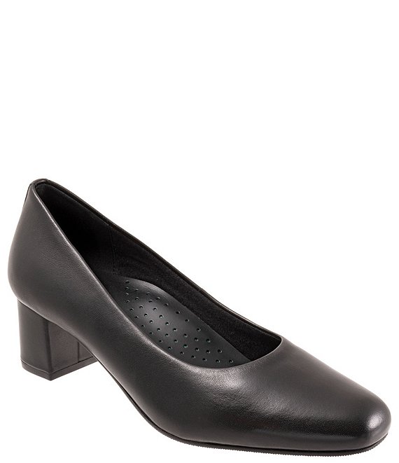 Color:Black - Image 1 - Daria Leather Block Heel Pumps