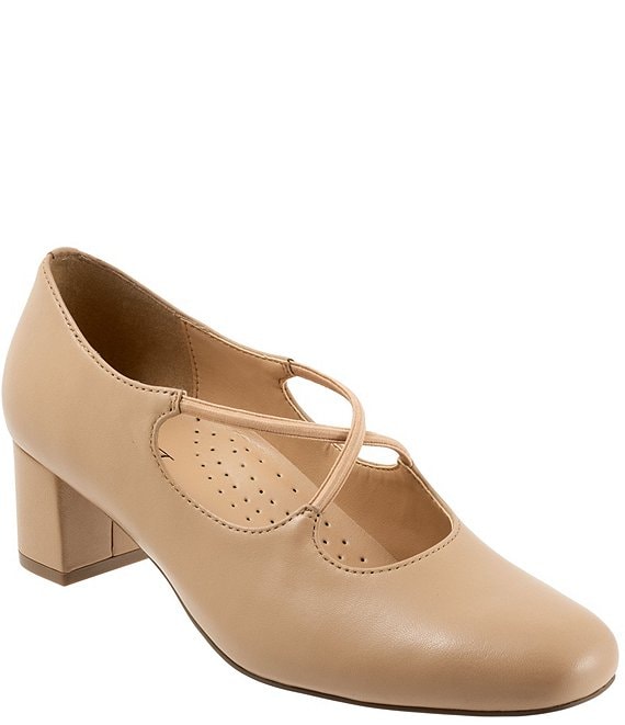 Color:Nude - Image 1 - Demi Leather Cross Band Pumps