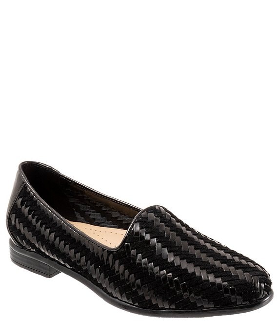 Color:Black/Black - Image 1 - Liz III Woven Leather Loafers