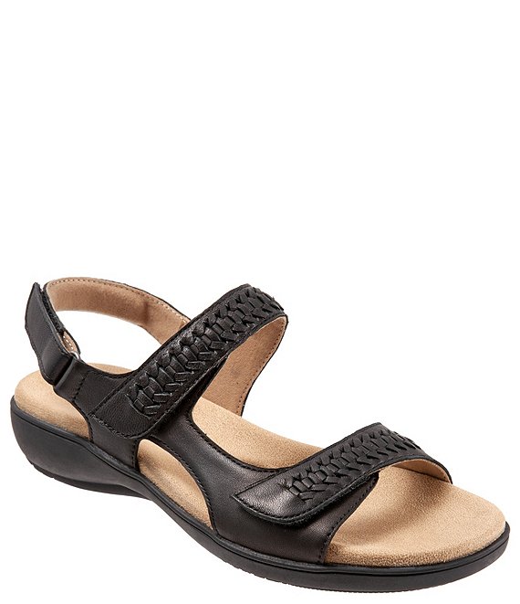Color:Black - Image 1 - Romi Woven Leather Adjustable Sandals