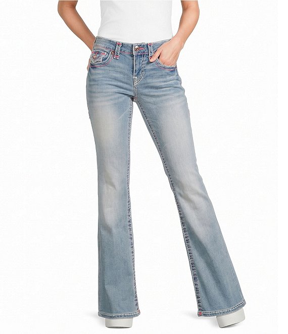 True Religion Becca Mid Rise Super T Flap Bootcut Jeans