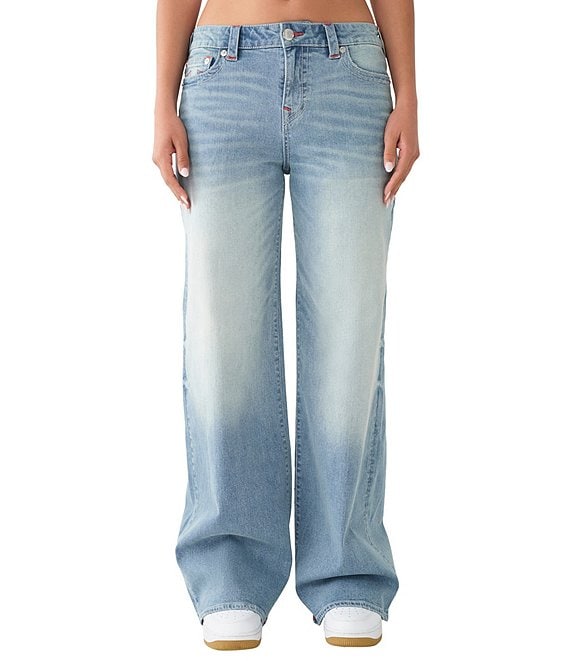 True Religion Bobbi Low Rise Baggy Two-Tone Stitching Jeans | Dillard's