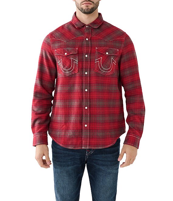 True Religion Long Sleeve Big-T Plaid Woven Western Shirt | Dillard's