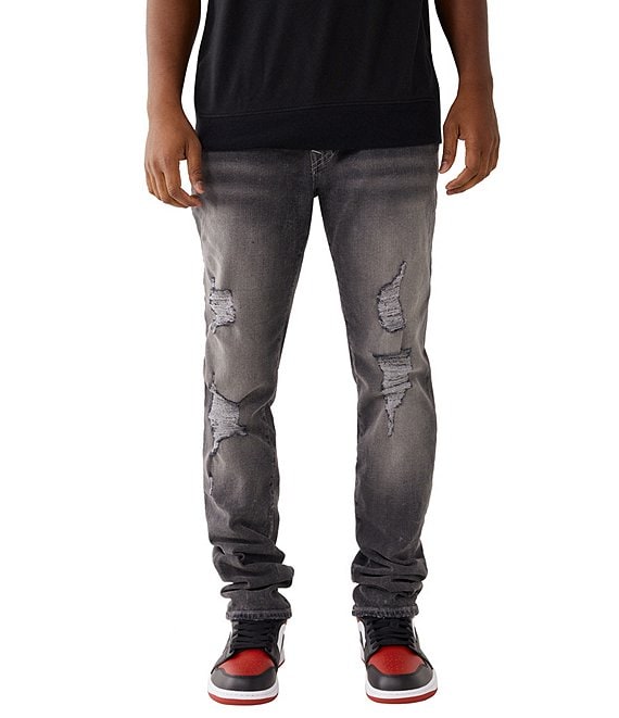 Color:Shooting Iron Grey Wash - Image 1 - Rocco Faded Grey Wash Skinny Jeans