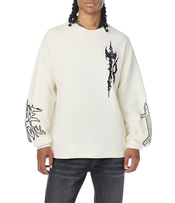 True Religion Scribble Artwork Textured Pullover | Dillard's