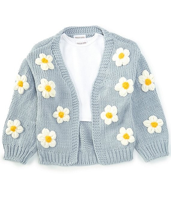 Tween Diva Big Girls 7-16 Long Sleeve Daisy-Appliqued