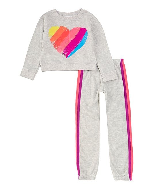 Tween Diva Big Girls 7-16 Long Sleeve Rainbow Heart Tie-Dye Sweatshirt &  Matching Jogger Pant Set