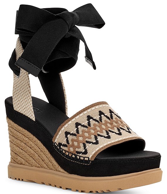 UGG Abbot Ankle Wrap Platform Wedge Espadrille Sandals | Dillard's