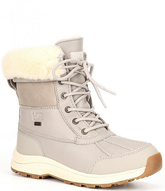 Color:Goat - Image 1 - UGG® Adirondack III Waterproof Leather Faux Fur Cuff Cold Weather Booties