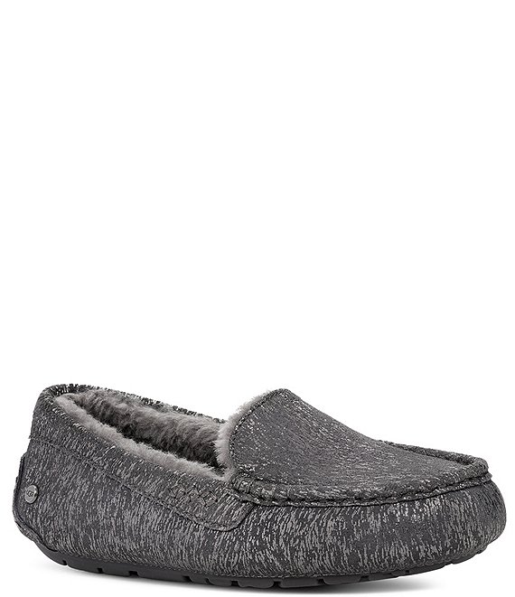 Color:Dark Grey - Image 1 - Ansley Matte Marble Metallic Suede Winter Slippers