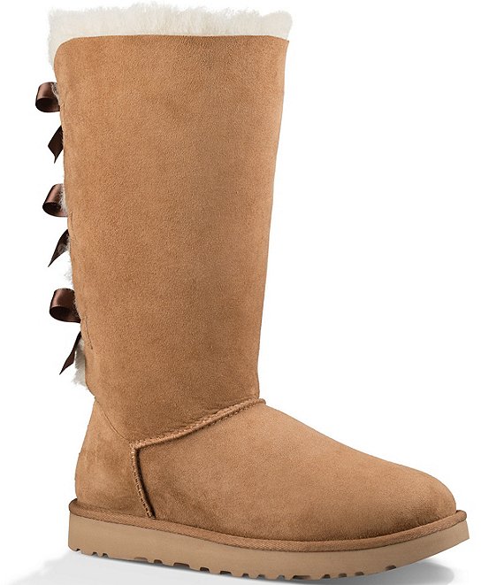 Color:Chestnut - Image 1 - UGG® Bailey Bow II Suede Tall Water-Resistant Cold Weather Boots