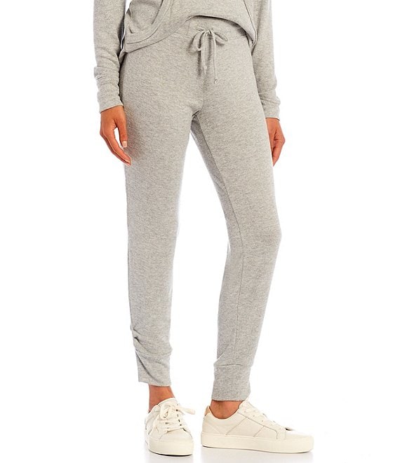 Color:Grey Heather - Image 1 - UGG® Casia Solid Brushed Knit Jogger Coordinating Lounge Pants