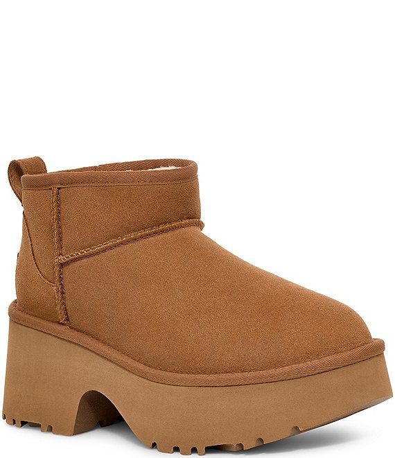 UGG Classic Ultra Mini New Heights Suede Platform Booties Dillard s