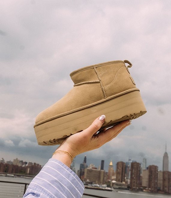 UGG Classic Ultra Mini Platform Suede Booties | Dillard's