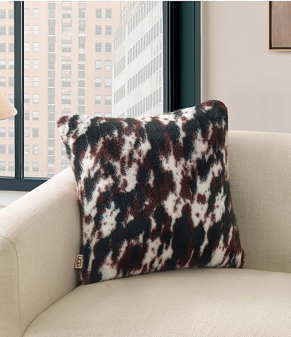UGG Everett Faux Fur Cow Print Decorative Accent Pillow