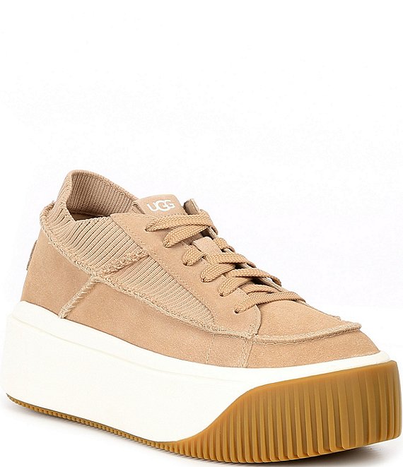 UGG EZ-Duzzit Lace Suede Knit Platform Sneakers | Dillard's