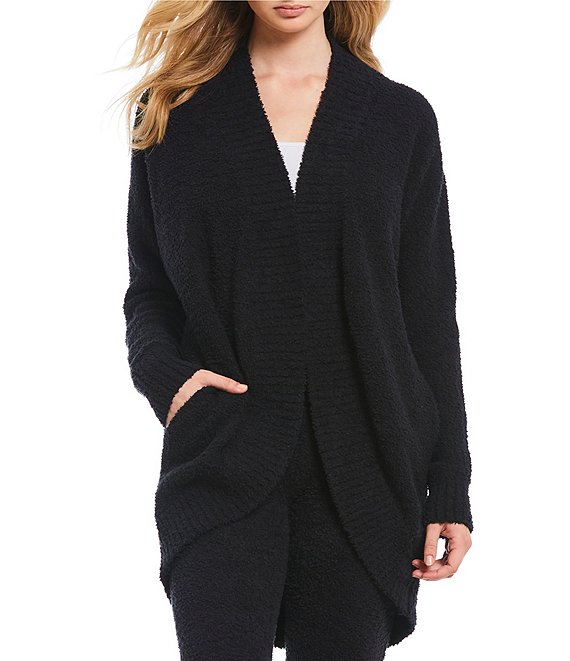 Color:Black - Image 1 - UGG® Fremont Fluffy Sweater Knit Open Front Long Sleeve Lounge Cardigan