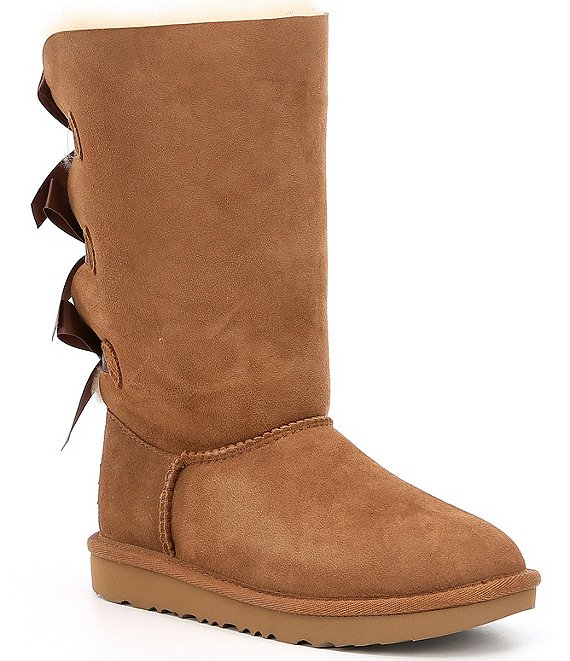 Color:Chestnut - Image 1 - UGG® Girls' Bailey Bow Suede Tall II Boots (Youth)