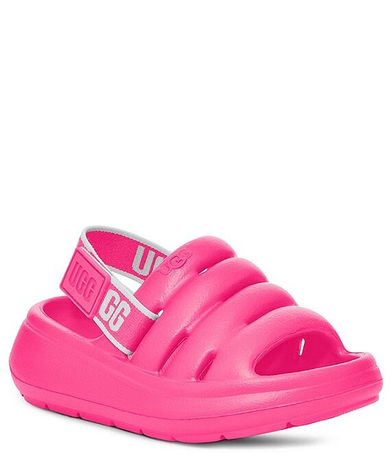 Color:Taffy Pink - Image 1 - UGG® Girls' Sport Yeah Slides (Toddler)