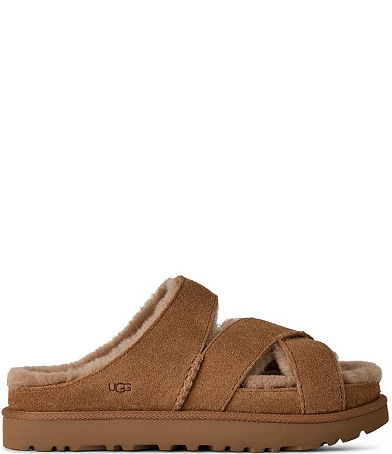 UGG Greenport Suede Cross Strap Platform Slide Sandals | Dillard's