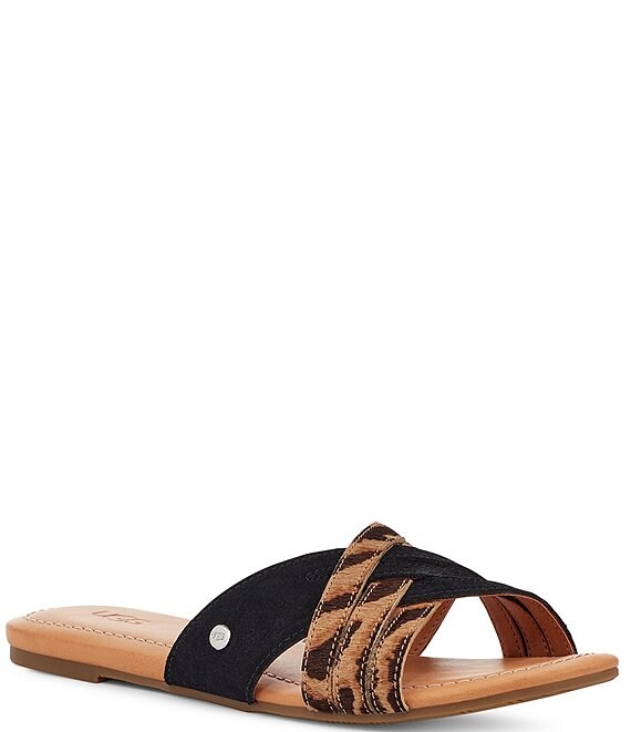 UGG® Kenleigh Tiger Stripe Calf Hair Suede Slide Sandals | Dillard's