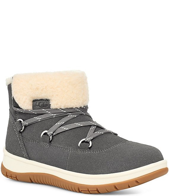 Color:Charcoal - Image 1 - Lakesider Heritage Waterproof Suede Lace-Up Booties