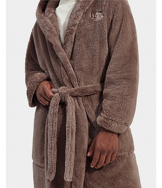 mens hooded dressing gown UGG Men's Beckett Robe Allspice / XL/XXL Color:WHITE-RED parent_sku:2DB229FX000055_F0002 Embroidered Net Jacket Ensemble: Black Ideal for daily home