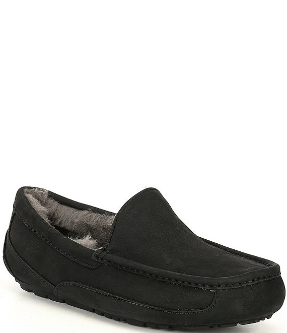 ugg black leather slip ons